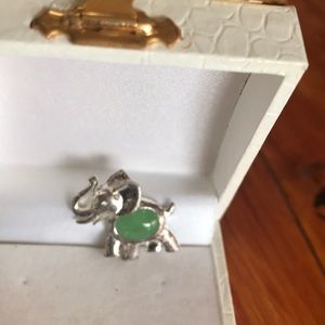 Silver and jade elephant charm